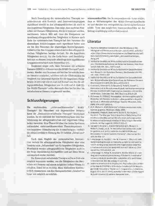 Vorschauseite 3: Ressorcenerhaltende Therapie bei Demenz: die MAKS- Studie