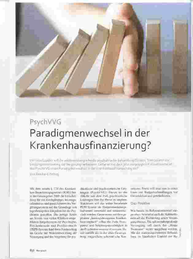 Vorschauseite 1: PsychVVG Paradigmenwechsel in der Krankenhausfinanzierung?