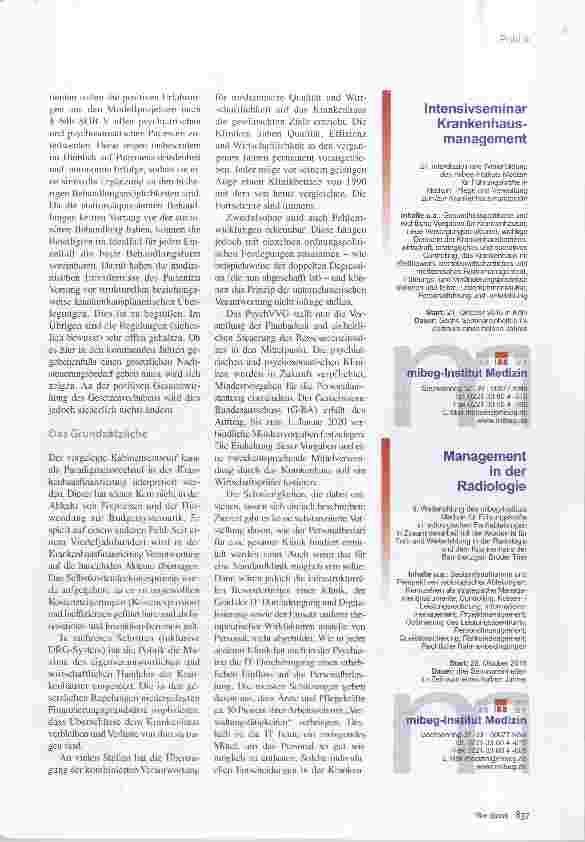 Vorschauseite 2: PsychVVG Paradigmenwechsel in der Krankenhausfinanzierung?