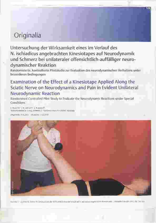 Vorschauseite 1: Untersuchung der Wirksamkeit eines im Verlauf des N. ischiadicus angebrachten Kinesiotapes auf Neurodynamik und Schmerz bei unilateraler offensichtlich-auffälliger neurodynamische…