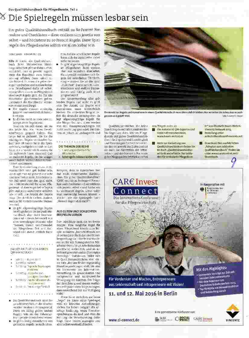 Vorschauseite 1: Das Oualitätshandbuch für Pflegedienste, Teil 2 Die Spielregeln müssen lesbar sein
