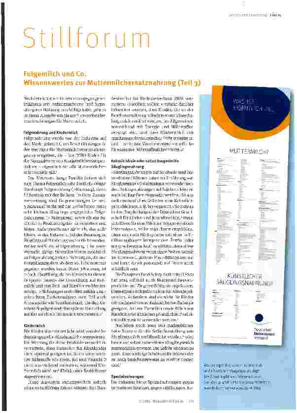 Vorschauseite 1: Folgemilch und Co. Wissenswertes zur Muttermilchersatznahrung (Teil 3)