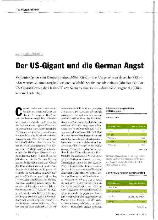Vorschauseite 1: Der US-Gigant und die German Angst