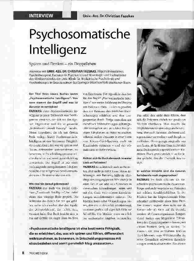 Vorschauseite 1: Psychosomatische IntelligenzSpüren und Denken - ein Doppelleben