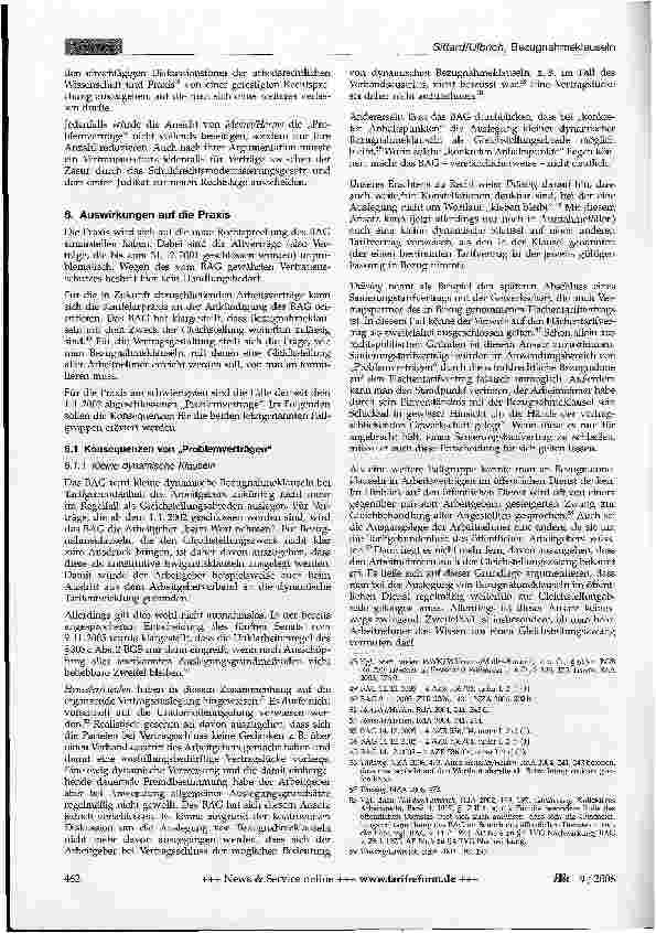 Vorschauseite 5: Zur Rechtsprechungsänderung bei der Auslegung von Bezugnahmeklauseln - zugleich Besprechung des Urteils BAG vom 14. 12. 2005 - 4 AZR 536/04 - (in diesem Heft S. 500)