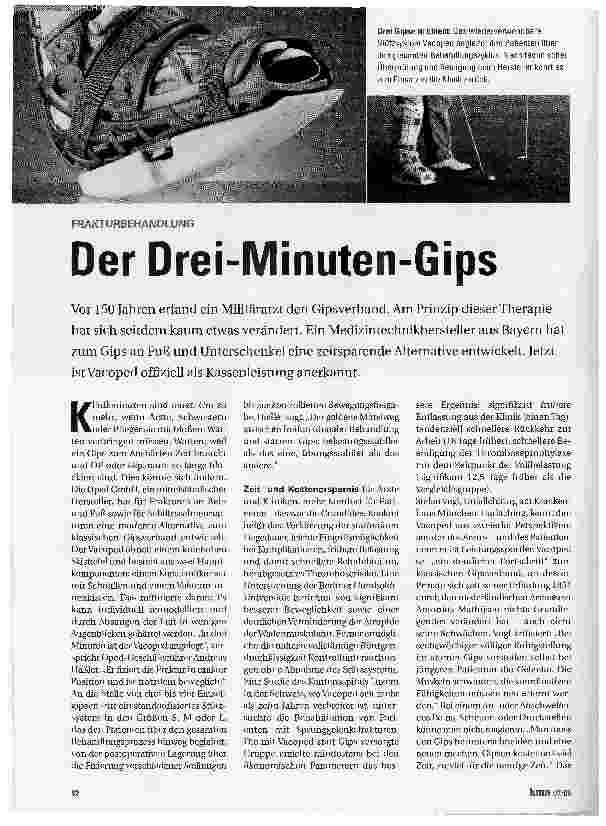 Vorschauseite 1: FRAKTURBEHANDLUNGDer Drei-Minuten-Gips