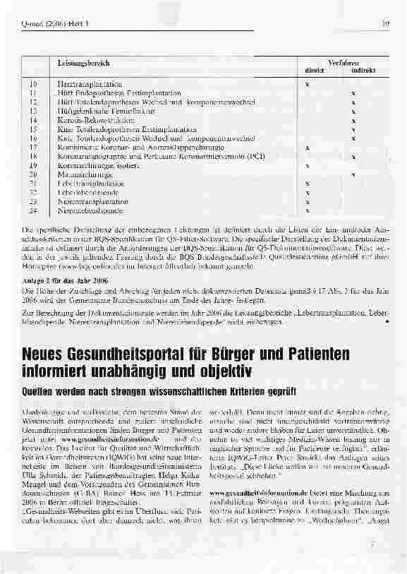 Vorschauseite 2: Gemeinsamer Bundesausschuss beschließt weitere Leistungsbereiche für die Qualitätssicherung im Krankenhaus