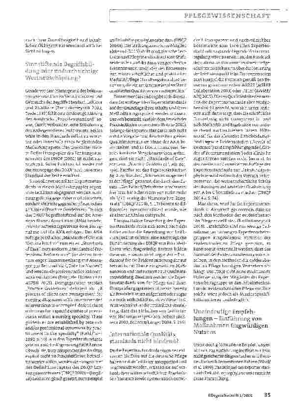 Vorschauseite 2: > Kritische Stellungnahme zu den Expertenstandards in der Pflege:Chancen für die Qualitätsentwicklung nutzen