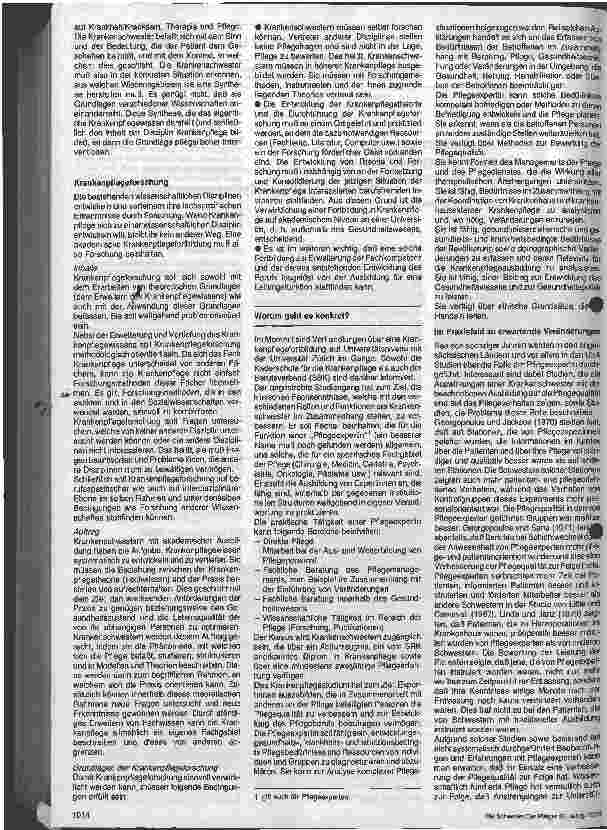 Vorschauseite 2: Gedanken zu einer Krankenpflegeausbildung auf Universitätsniveau