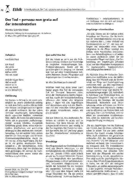 Vorschauseite 1: Der Tod - persona non grata auf der Intensivstation