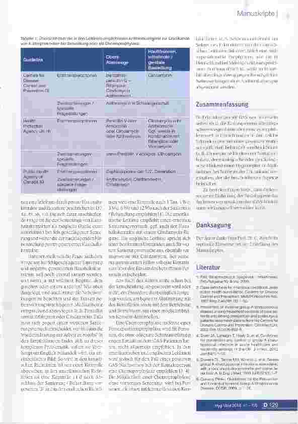 Vorschauseite 6: Aktuelle Strategien des Hygienemanagements von invasiven A-Streptokokkeninfektionen im Krankenhaus