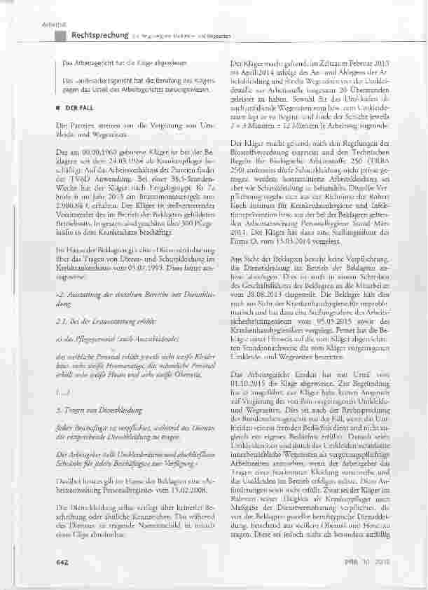 Vorschauseite 2: Zur Vergütung von Umkleideund Wegezeiten