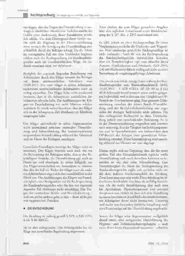 Vorschauseite 4: Zur Vergütung von Umkleideund Wegezeiten