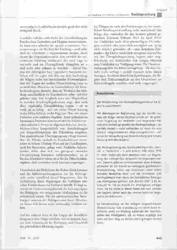 Vorschauseite 5: Zur Vergütung von Umkleideund Wegezeiten