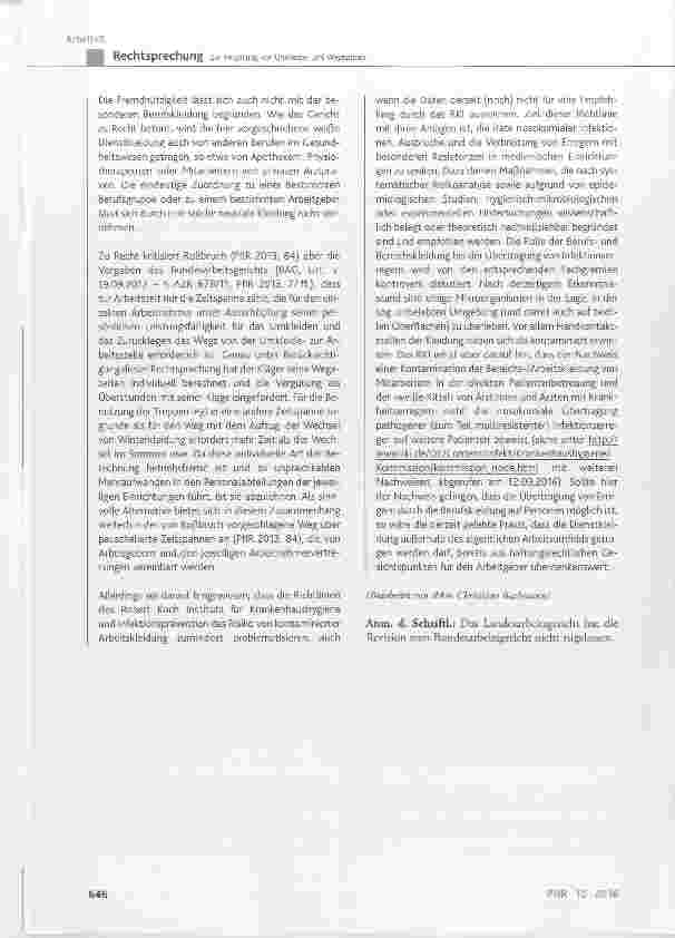 Vorschauseite 6: Zur Vergütung von Umkleideund Wegezeiten