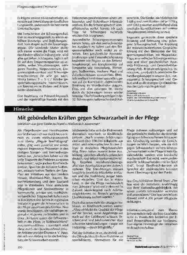 Vorschauseite 4: Elternund Patientenberatung gekoppelt mit komplementären Angeboten in der Gynäkologie und Geburtshilfe