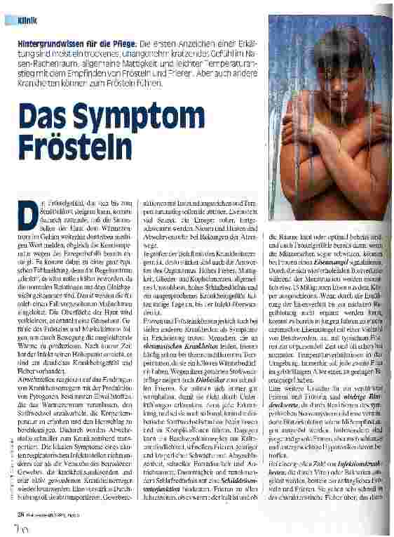 Vorschauseite 1: Das Symptom Frösteln Hintergrundwissen für die Pflege