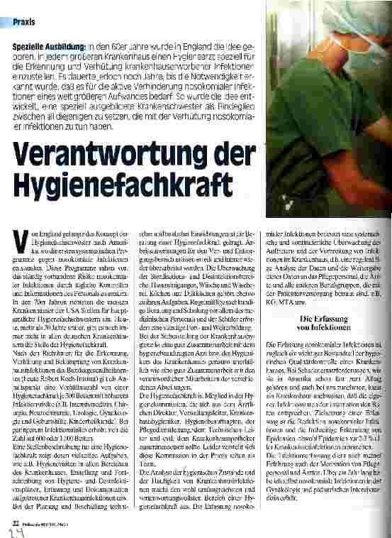 Vorschauseite 1: Verantwortung der Hygienefachkraft Spezielle Ausbildung