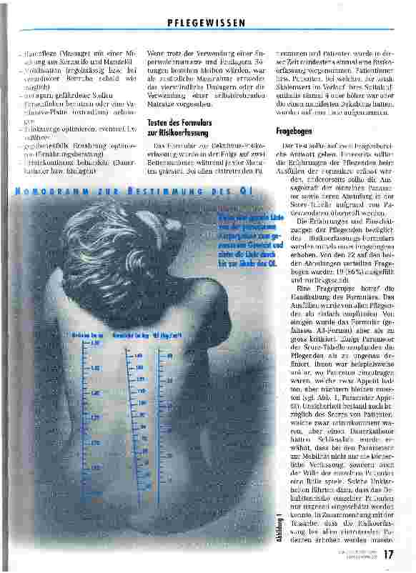 Vorschauseite 2: Dekubitus - wie das Risiko erfasst werden kann Wie tauglich sind Risikoerfassungs-Skalen?