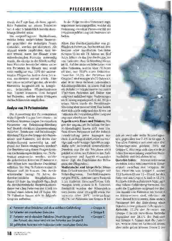 Vorschauseite 3: Dekubitus - wie das Risiko erfasst werden kann Wie tauglich sind Risikoerfassungs-Skalen?