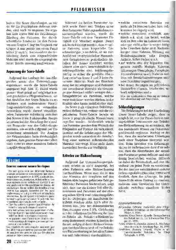Vorschauseite 5: Dekubitus - wie das Risiko erfasst werden kann Wie tauglich sind Risikoerfassungs-Skalen?