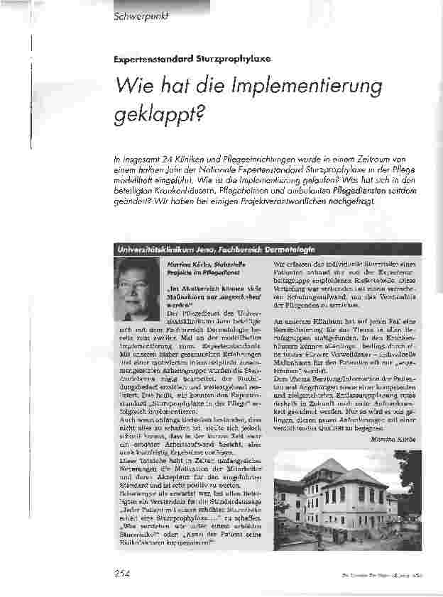 Vorschauseite 1: Expertenstandard SturzprophylaxeWie hat die Implementierung geklappt?