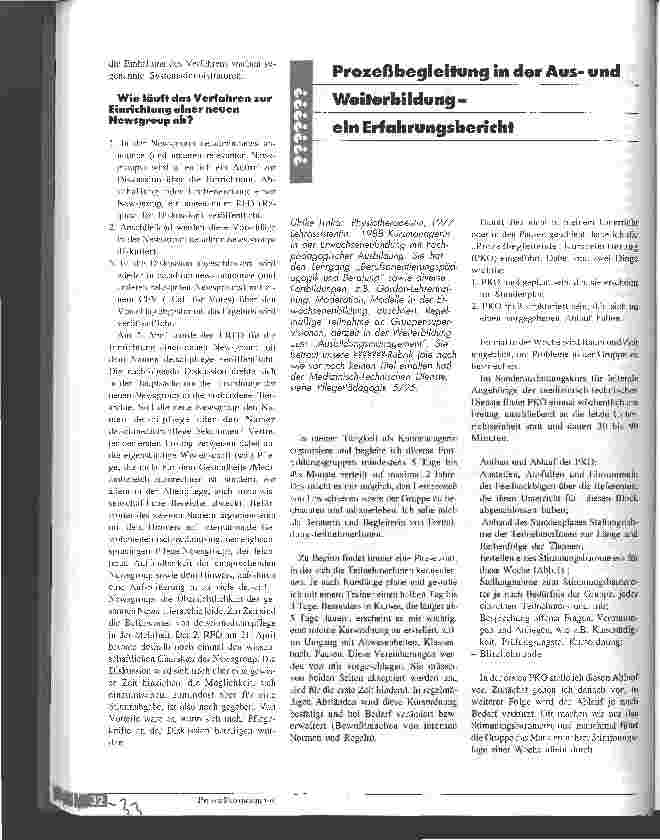 Vorschauseite 1: Prozeßbegleitung in der Ausund Weiterbildung - ein Erfahrungsbericht