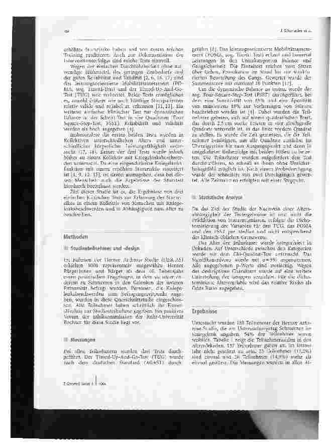 Vorschauseite 2: Altersabhängige Unterschiede bei funktionellen Tests zur Beurteilung des Sturzrisikos bei Patienten mit Kniegelenksbeschwerden