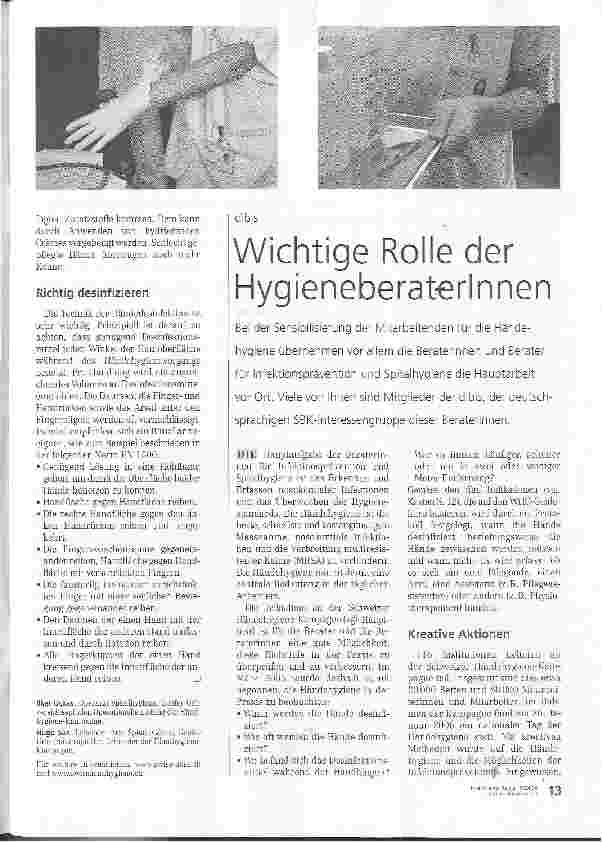 Vorschauseite 1: Wichtige Rolle der Hygieneberaterinnen