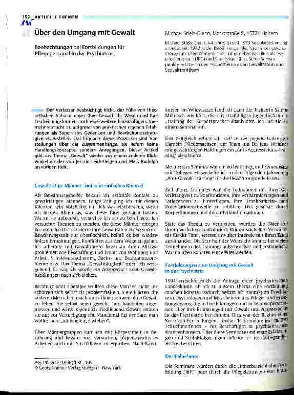 Vorschauseite 1: Über den Umgang mit Gewalt Beobachtungen bei Fortbildungen für Pflegepersonal in der Psychiatrie
