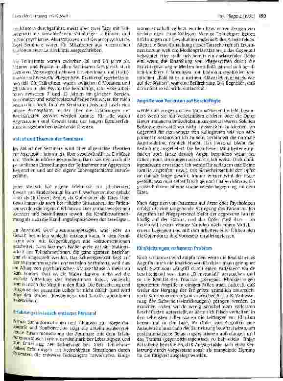 Vorschauseite 2: Über den Umgang mit Gewalt Beobachtungen bei Fortbildungen für Pflegepersonal in der Psychiatrie