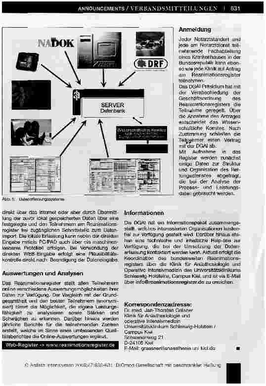 Vorschauseite 2: Das Reanimationsregister der DGAI