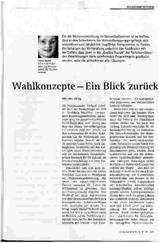 Vorschauseite 1: Wahlkonzepte - Ein Blick zurück