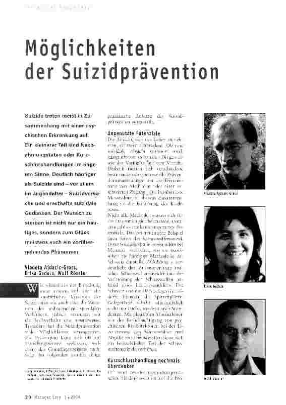 Vorschauseite 1: Möglichkeiten der Suizidprävention