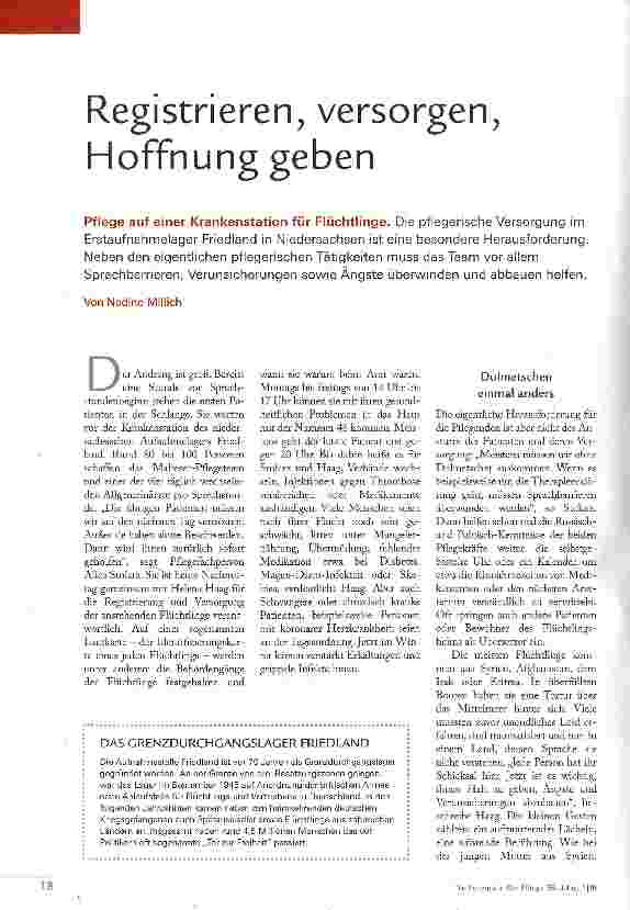 Vorschauseite 1: Registrieren, versorgen, Hoffnung geben