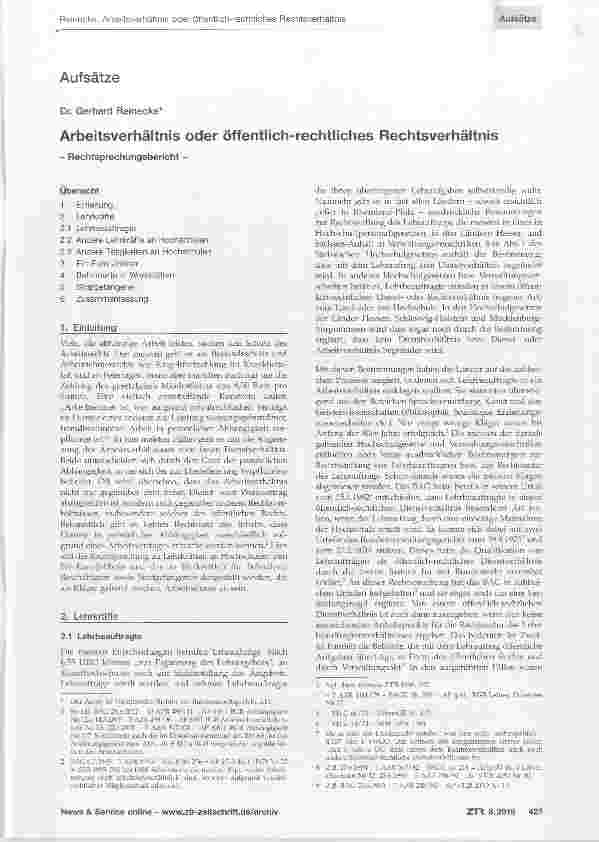 Vorschauseite 1: Arbeitsverhältnis oder öffentlich-rechtliches Rechtsverhältnis