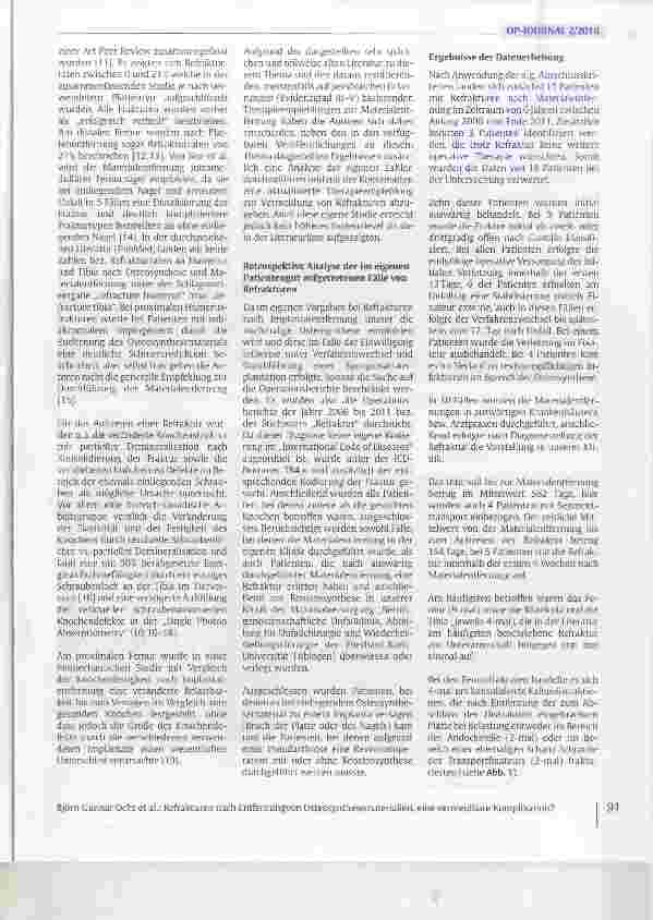 Vorschauseite 2: Refrakturen nach Entfernung von Osteosynthesematerialien, eine vermeidbare Komplikation?
