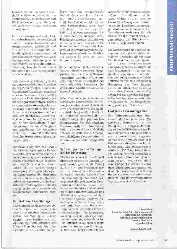 Vorschauseite 3: Das Zusammenspiel Fünf Jahre Frankfurter Case Management