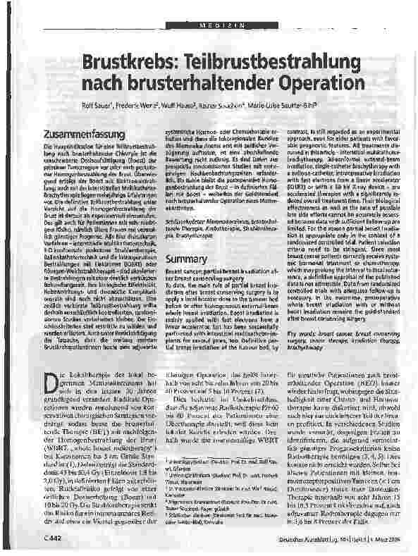 Vorschauseite 1: Brustkrebs: Teilbrustbestrahlung nach brusterhaltender Operation