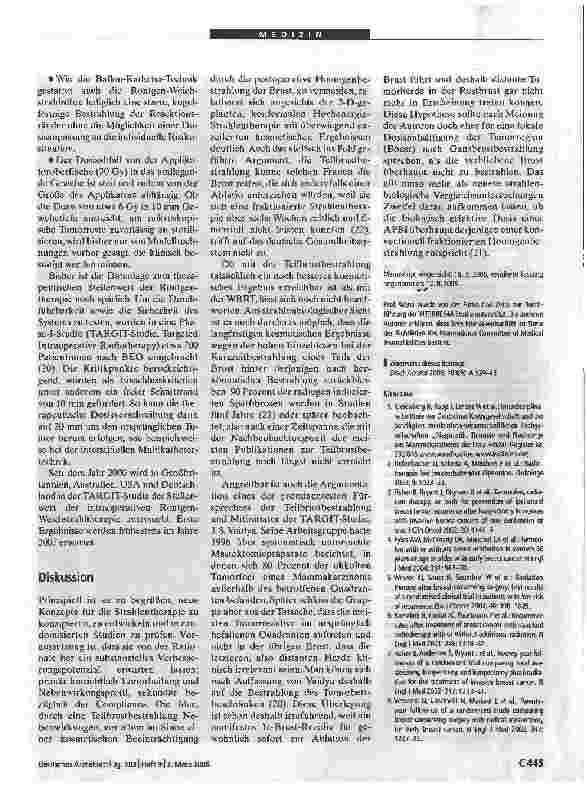 Vorschauseite 4: Brustkrebs: Teilbrustbestrahlung nach brusterhaltender Operation