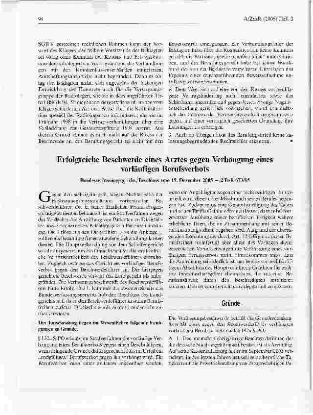 Vorschauseite 4: Zu Ermittlungspflichten einer Kassenärztlichen Vereinigung im Vorfeldvon Verhandlungen über die Veränderung einer Gesamtvergütung durchmit den Landesverbänden der Krankenkassen un…
