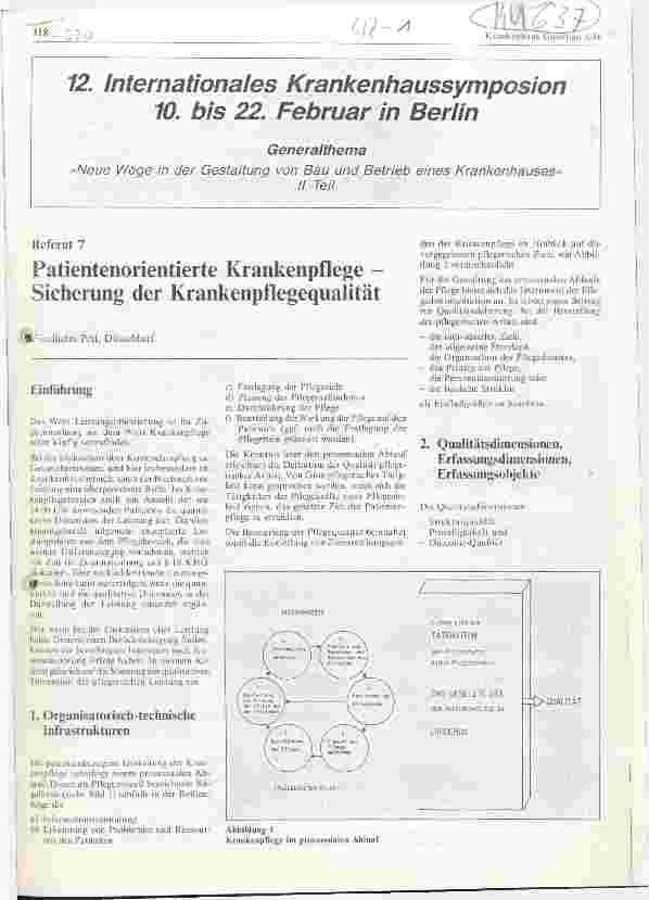 Vorschauseite 1: Patientenorientierte Krankenpflege - Sicherung der Krankenpflegequalität