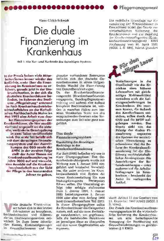 Vorschauseite 1: Die duale Finanzierung im Krankenhaus