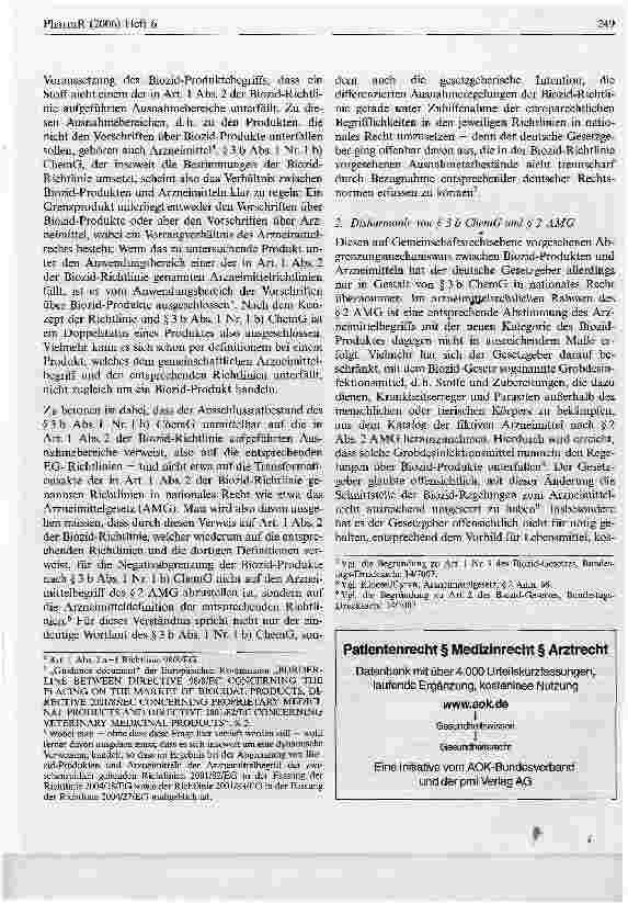 Vorschauseite 3: Abgrenzung einmal anders:Zur Unterscheidung der Arzneimittel und kosmetischen Mittelvon Biozid-Produkten