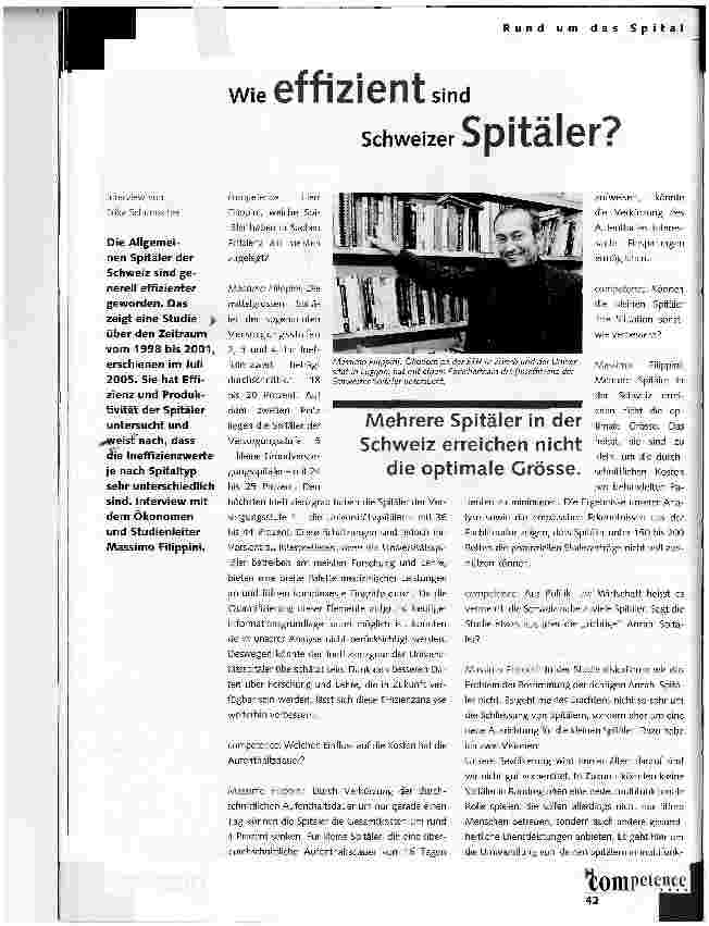 Vorschauseite 1: Wie effizient sind schweizer Spitäler?