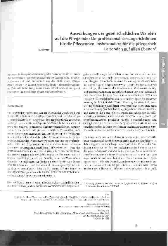 Vorschauseite 1: Auswirkungen des gesellschaftlichen Wandelsauf die Pflege oder Umprofessionalisierungsrichtlinienfür die Pflegenden, insbesondere für die pflegerischLeitenden auf allen Ebenen