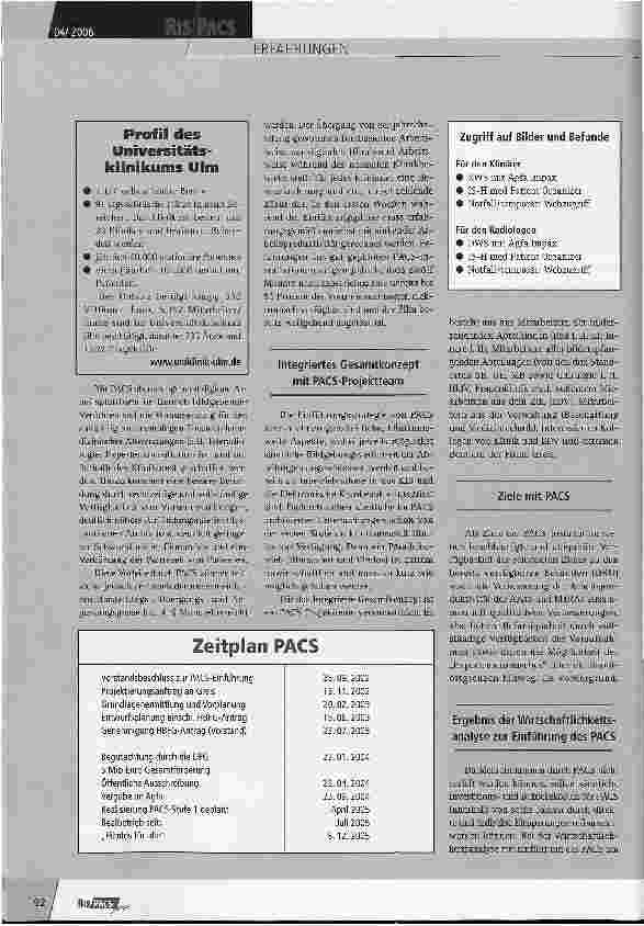 Vorschauseite 2: PACS-Projekt mit strategischen Zielsetzungen