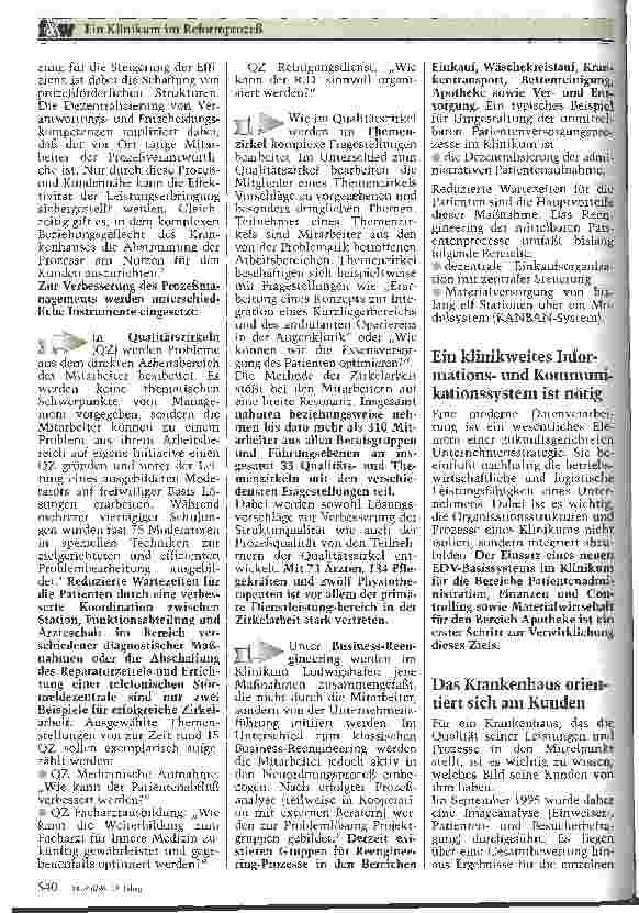 Vorschauseite 5: Ein Klinikum im Reformprozeß Erfahrungen mit TQM am Klinikum Ludwigshafen