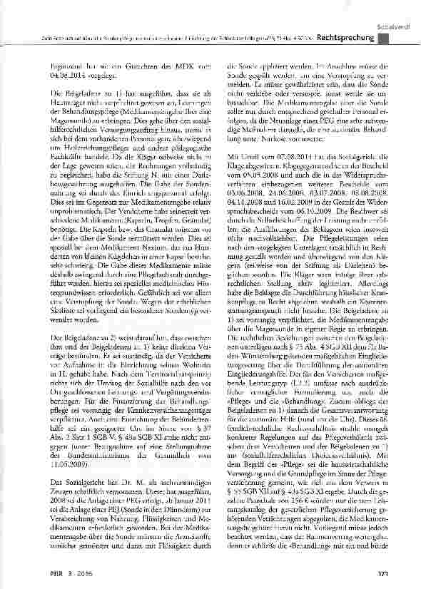 Vorschauseite 3: Zum Anspruch auf häusliche Krankenpflege in einer vollstationären Einrichtung der Behindertenhilfe gemä|i § 71 Abs. 4 SGB XI