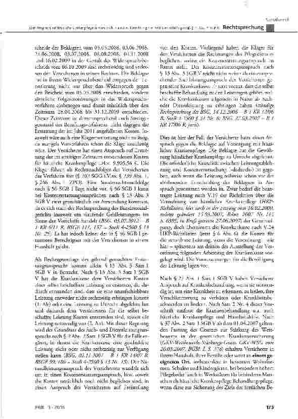 Vorschauseite 5: Zum Anspruch auf häusliche Krankenpflege in einer vollstationären Einrichtung der Behindertenhilfe gemä|i § 71 Abs. 4 SGB XI